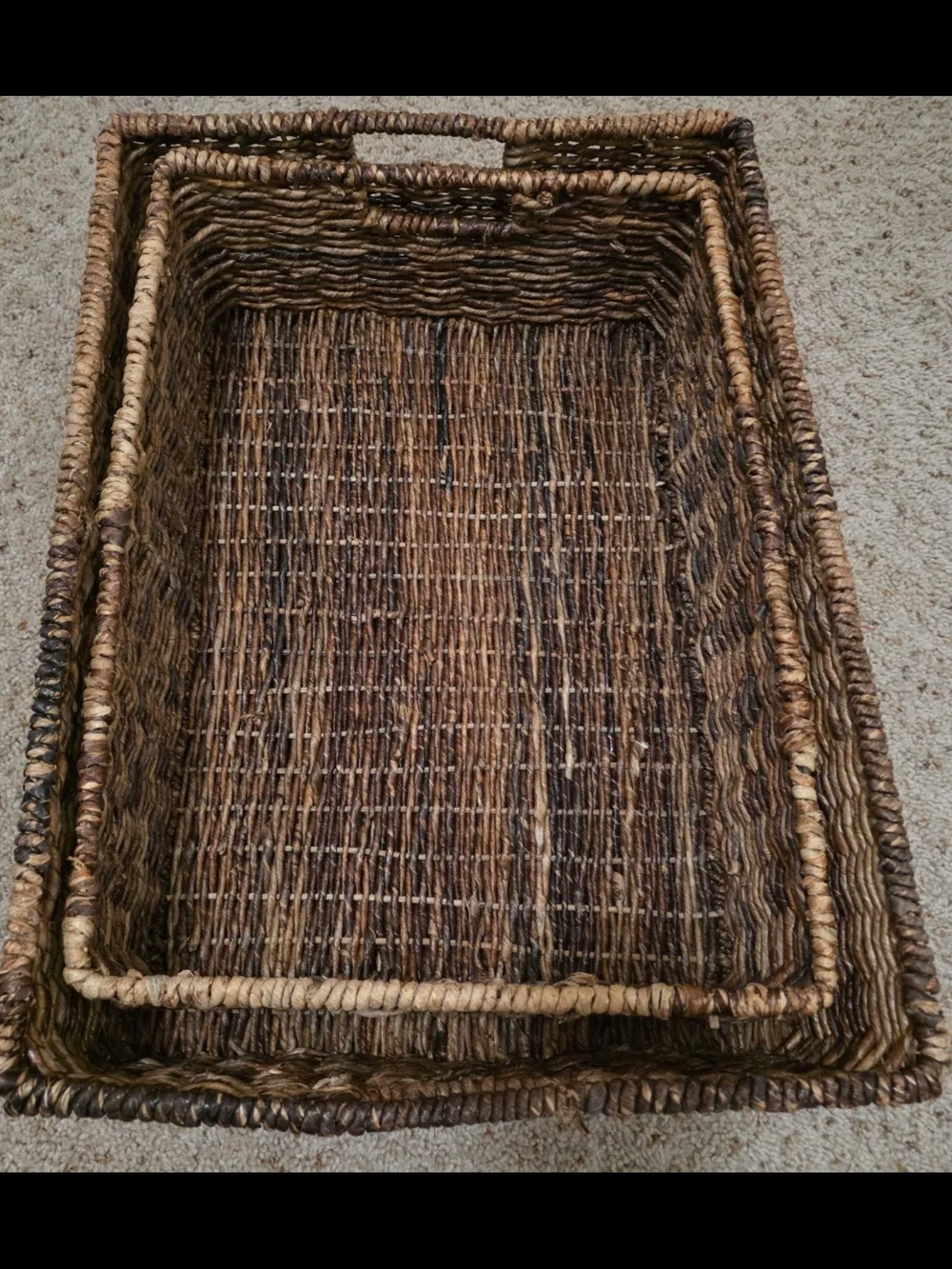 Woven Natural Seagrass Serving and Storage Trays - Brown